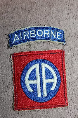 Original WW2 U.S. Army 82nd Airborne Division 2 Piece Uniform Patch From Uniform • £57.87