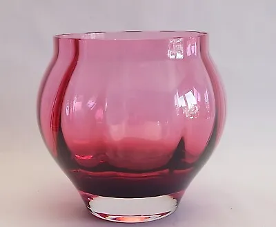 Dartington Cranberry Glass Bowl Vase Hand Blown 4 Inch • £24.99