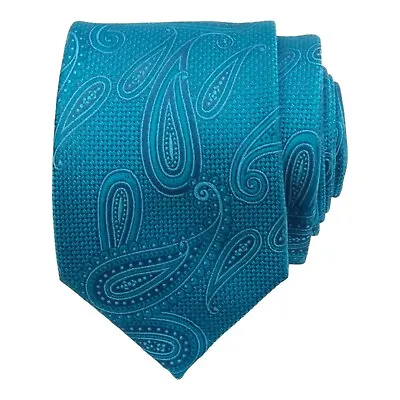 Preswick & Moore Mens Slim Tie Teal Blue Designer Paisley Dress Suit Necktie 3.0 • $13.39