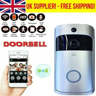 £39.49 • Buy Video Camera Doorbell Wifi Smart Wireless Bell Door Security Intercom Ring Hd Uk