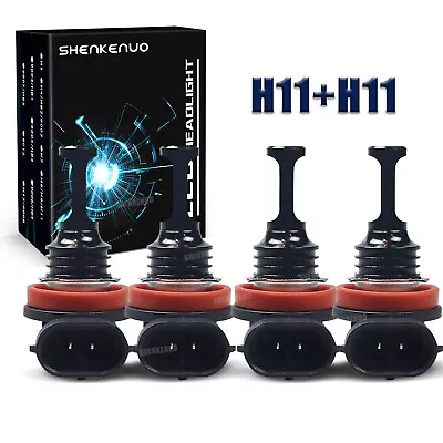 H11+H11 LED Headlight Bulbs Kit High/Low Beam Super Bright Brightest6000K White • $20.99