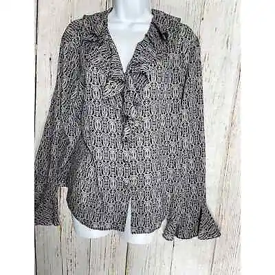 Vintage Mary Kay Blouse Women 16 Purple Long Sleeve Ruffle Button Up USA Made • $9.69