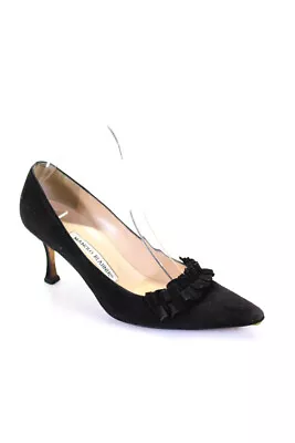 Manolo Blahnik Womens Slip On Stiletto Pointed Toe Pumps Black Suede Size 36 • $76.87