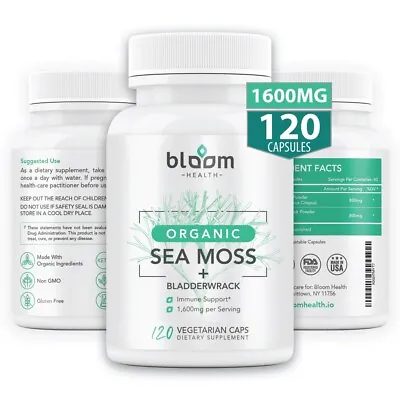 Organic Sea Moss: Thyroid & Liver Support Detox Gut Health 120 Veg Caps 1600mg • $15.99