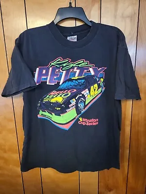 Vintage 90s Kyle Petty Shirt LARGE Nascar MELLO YELLO Racing BLACK Winston  F2 • $49.99