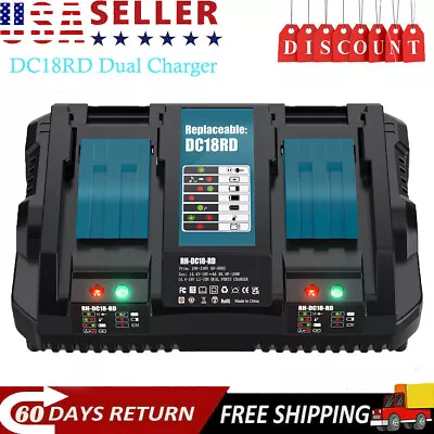 Fast Rapid Dual 2-Ports Battery Charger For Makita DC18RD Li-Ion LXT 14.4V/18V • $32.89