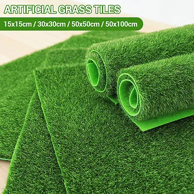 Artificial Grass Tiles Flooring Mat Synthetic Turf Outdoor Garden Decor Plant UK • £7.67