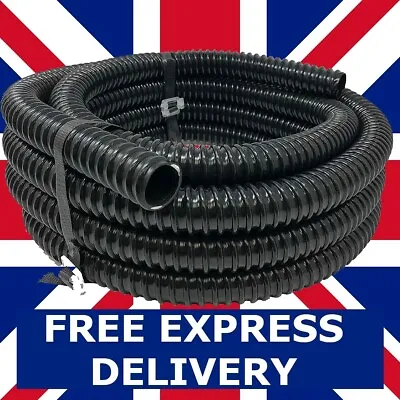 £5.61 • Buy Corrugated Flexible Garden Pond Hose Pipe With Optional Clips For Filter Pumps
