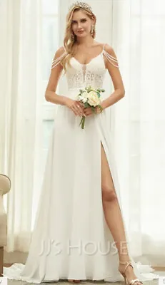$400 • Buy Chiffon Wedding Dress Ivory Size 14 Brand New