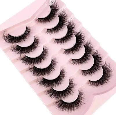 Cat Eye Eyelashes 3D Natural False Lashes 7 Pairs Mink Soft Extension Makeup 6 • £5.49