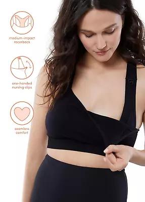 Ingrid & Isabel Basics Seamless Maternity & Nursing Sports Bra Black Size Large • $20.96