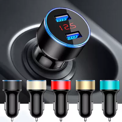 $4.07 • Buy Dual Ports 3.1A USB Car Cigarette Charger Lighter Digital LED Voltmeter  12V 24V