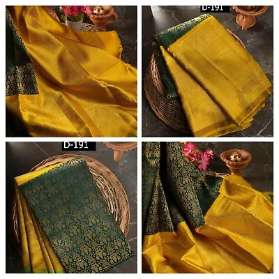£22.99 • Buy Kanchipuram Silk Saree Indian Ethnic Wear Formal Wedding Kanjivaram Party Sari