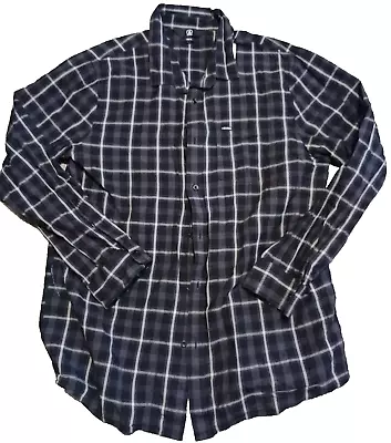 Volcom Shirt Men's 2XL Slim Black Plaid Long Sleeve Button Up 100% Cotton • $13.99