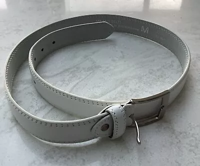 White Leather Belt  Medium Waist 32 36  Made By Milano® Belts • £2.99