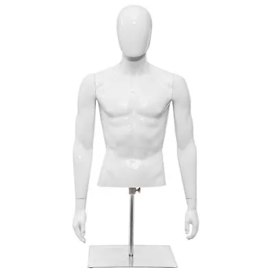 Half Body Mannequin Form Male Head Turn Display White • $79.99