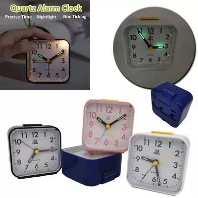 £9.18 • Buy Clock Alarm Bedside Travel Easy Read Luminous Hands Glow Snooze Small Quartz