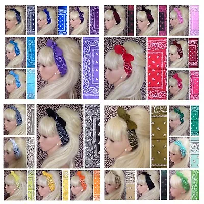 PAISLEY COTTON FABRIC SQUARE BANDANA HAIR BAND NECK SCARF HEAD WRAP HEADBAND 50s • £2.99