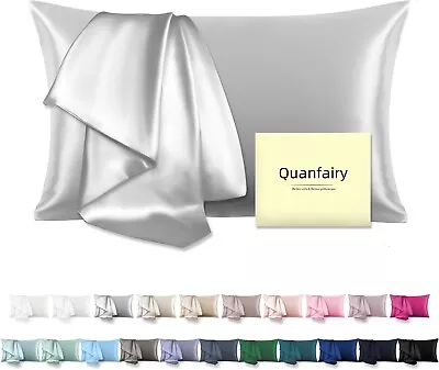 2Pcs Satin Silk Pillow Case Cover Solid Standard Bedding Smooth Soft Pillowcase • $12.89