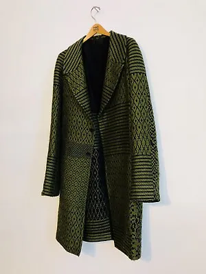 Retail $3450 Haider Ackermann Woven Jacquard Coat In Army Green L • $1450