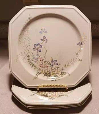 4 Mikasa Natural Charms 8 3/8  Salad Plates Continental Flowers Octagon F3751 EX • $14.95