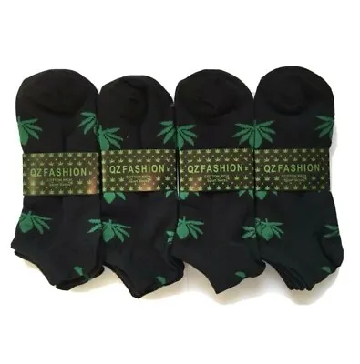 Novelty Mens Low Cut Ankle Socks UK 6-11  Marijuana Motif Print  Fun Gift Idea • £4.95
