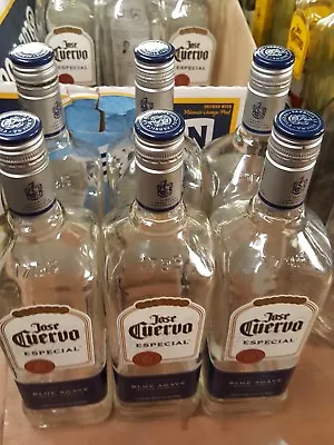 Lot Of 6 Empty 1 Liter Glass Jose Cuervo Silver Tequila Bottles With Caps • $12