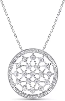 1 Ct Lab Created Moissanite Lattice Circle Of Life Pendant Necklace 925 Silver • $212.74