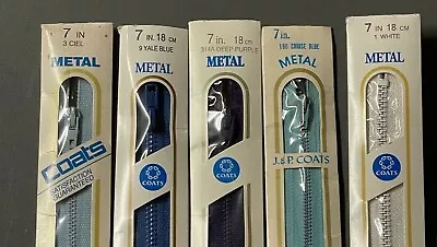 Metal Zippers 9 Inch Blue White Purple  Lot Of 5 New In Package  • $13.50