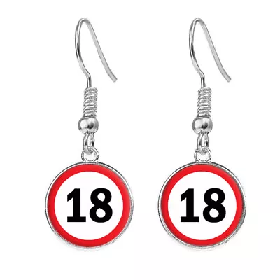 18th Birthday Road Sign Silver Plated Costume Jewellery Drop Earrings Gift C324 • £7.99