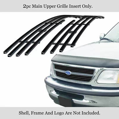 For 1997-1998 Ford F-150/F-250 Light Bar Upper Stainless Black Billet Grill • $50.99