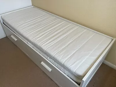 IKEA Brimnes Day-bed Frame With 2 Drawers White 80x200 Cm 2 M Foam Mattresses • £102