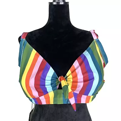 Modcloth Collectif Rainbow Swimsuit Top Women’s Plus Size US 18 New Retro Pinup • $24.50
