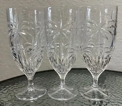 3 Shannon Crystal By Godinger Iced Tea Glasses South Beach Palm Design • $26.99