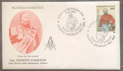 £4.99 • Buy FDC Special Stamp Cover Masons Masonic Italy 1982 Giuseppe Garibaldi