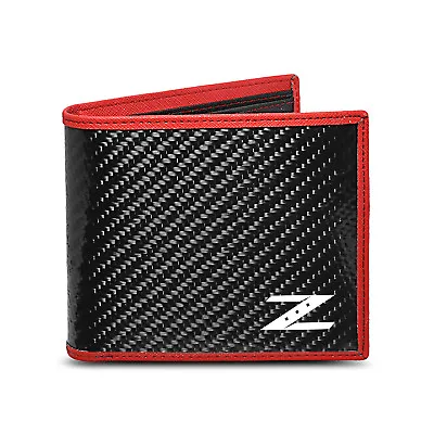 $68.99 • Buy For Nissan 350Z Z Logo Real Premium Carbon Fiber Wallet With Red Stitched Edge