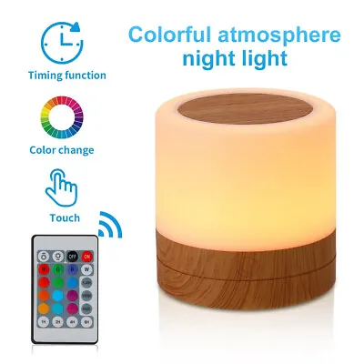 RGB Bedside LED Touch Night Light Dimmable USB Rechargeable Desk Lamp W/ Remote • $21.70