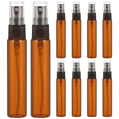 10 Pcs Small Brown Spray Bottles - Perfect For Perfumes And Essential Oils • £9.95