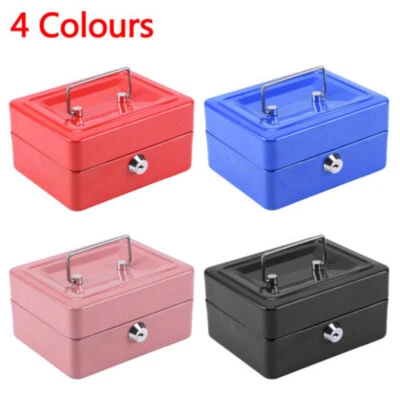 £9.23 • Buy Portable Metal Petty Cash Box Lock Bank Deposit Safe Key Security Case