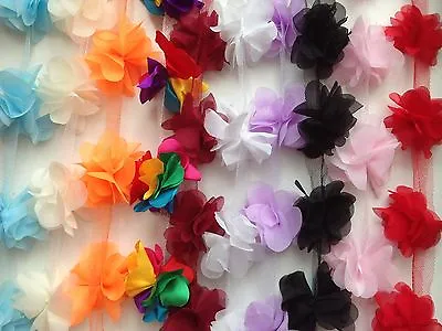 3 D Chiffon Flower Petals Trim  Lace Sewing Craft Assorted Colours • £3.59