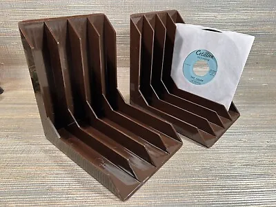 Vtg Brown Plastic Record 45 Holder Storage Rack 7 Inch Vinyl Retro • $29.99