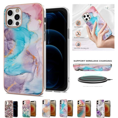 For IPhone 15 12 7 8 XS Max XR XS Shockproof Marble Color Soft Rubber Case Cover • $15.99