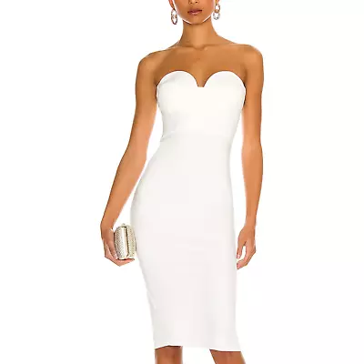 Revolve White Bodycon Strapless Midi Dress SMALL Bustier Sophia More To Come NEW • $46.40