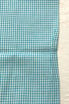 Vintage Teal  Blue  Gingham Check Fabric Cotton Blend 44  X 48  • $9.99