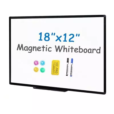 VIZ-PRO Magnetic Whiteboard Dry Erase Board 18 X 12 In With 1 Eraser & 2 Markers • $14.81