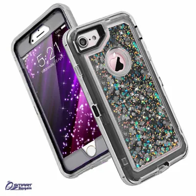 $9.99 • Buy Glitter Bling Flowing Liquid Heavy Duty Defend Case Cover For IPhone 6 7 8 Plus