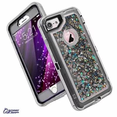 $9.99 • Buy Glitter Bling Flowing Liquid Heavy Duty Defend Case Cover For IPhone 6 7 8 Plus