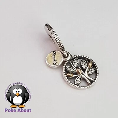 $49 • Buy Genuine Pandora Sparkling Family Tree Dangle Charm Silver & Gold #7911728CZ