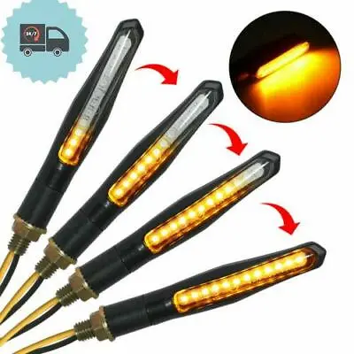 M10 Motorcycle LED Turn Signal Lamp Sequential Flowing Indicator Light Amber B2 • £13.18