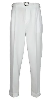 Mens White Dress Pants Big & Tall Pleated Slacks With Belt New Sizes 44 To 70 • $29.99